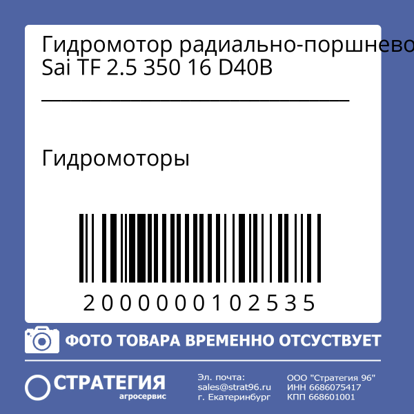 Гидромотор радиально-поршневой Sai TF 2.5 350 16 D40B