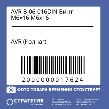 AVR B-06-016DIN Винт M6x16