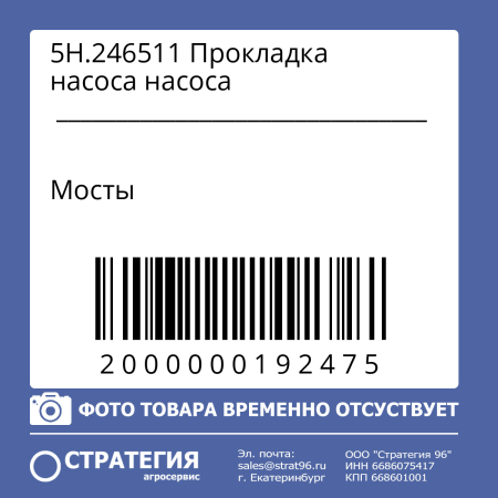 5H.246511 Прокладка насоса