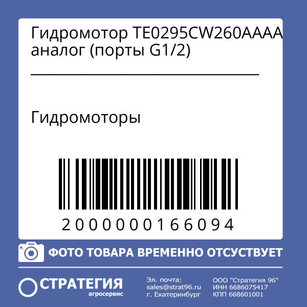 Гидромотор ТE0295CW260AAAA аналог (порты G1/2)